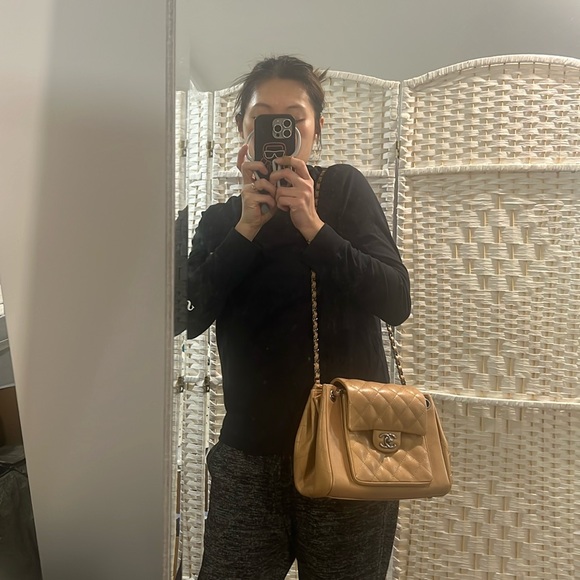 Chanel accordion camel calfskin crossbody/shoulder flap bag - Picture 11 of 17